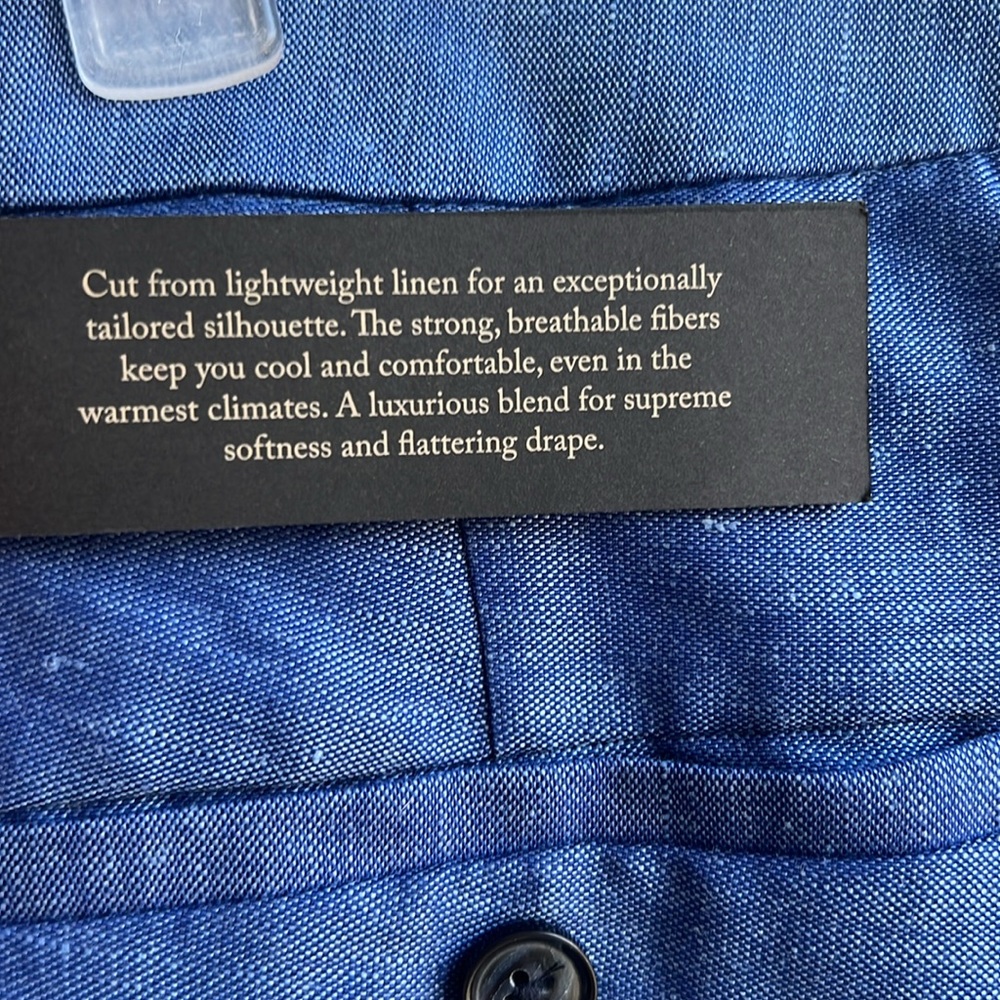 Banana Republic Logan-Fit Linen-Blend Pants Royal Blue - Picture 8 of 14